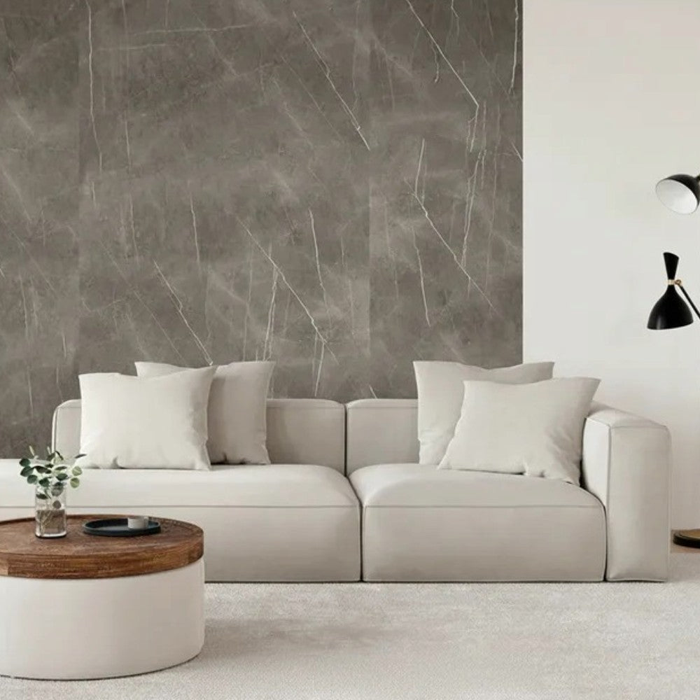 Kit 5 pannelli rivestimento murale in SPC marmo grigio 47.5x90 cm copertura 2.14 mq