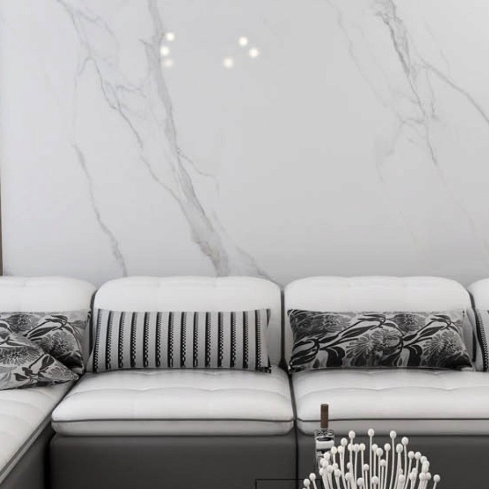 Kit 5 pannelli rivestimento murale in SPC marmo bianco 47.5x90 cm copertura 2.14 mq