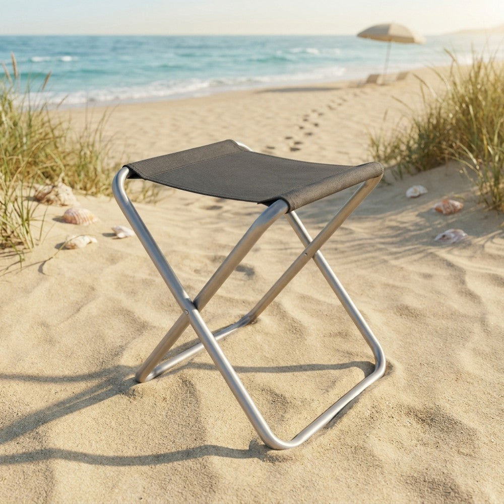Tabouret de plage pliant en aluminium et textilène