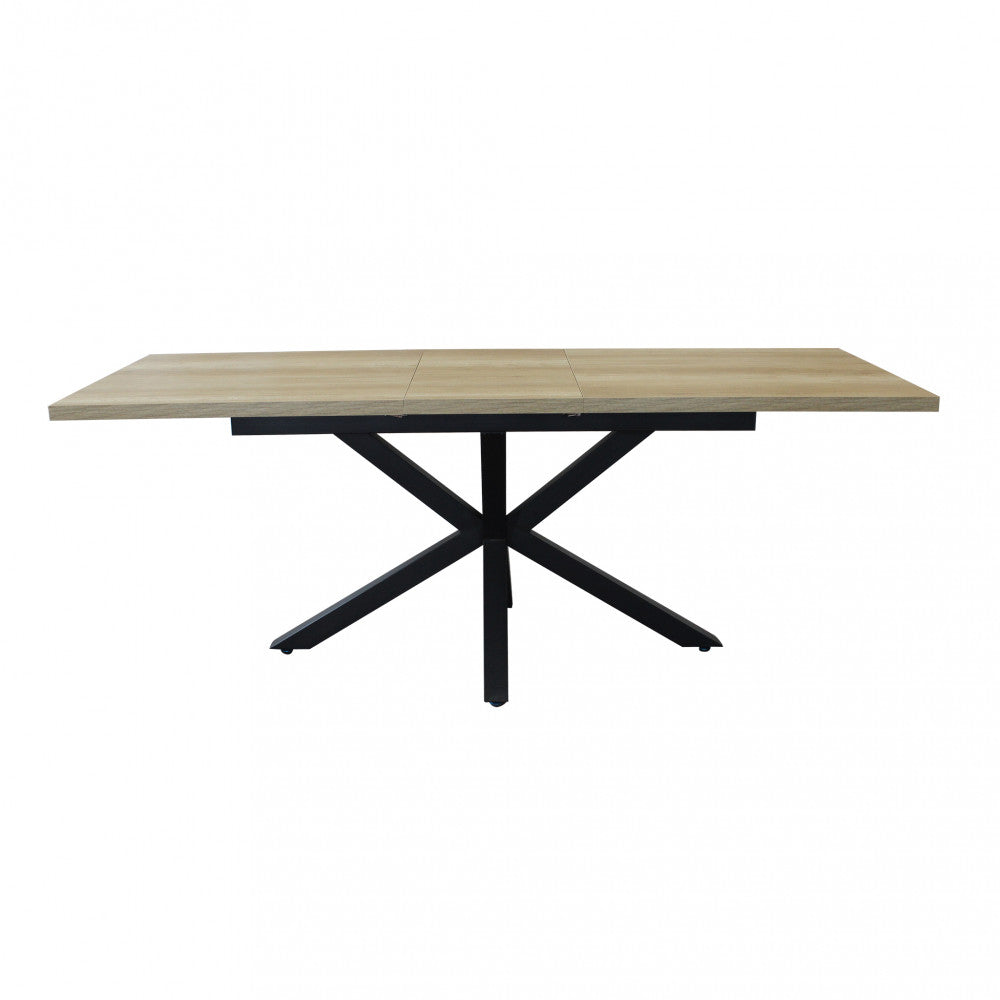 Tavolo allungabile con piano in mdf naturale e struttura in metallo nera 90x160/200xH75 cm Gariè