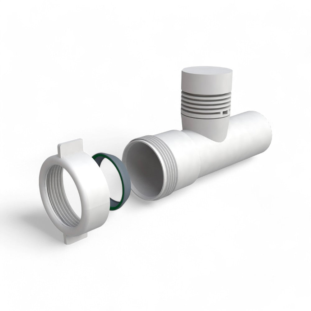 Valvola immissione aria canotto bianco per collegamento sifone attacco femmina diametro 40x1"1/4