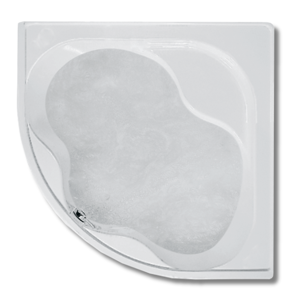 Vasca da bagno angolare con telaio e pannello in acrilico bianco 140x140 cm