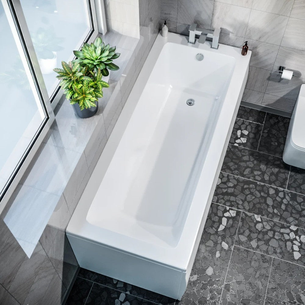 Vasca da bagno rettangolare ad incasso solo guscio in acrilico bianco 170x70 Cm
