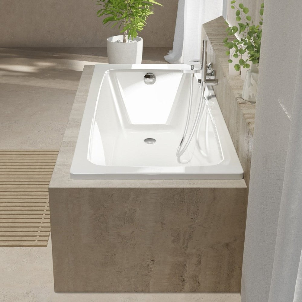 Vasca da bagno rettangolare da incasso solo guscio in acrilico bianco 120x70 Cm