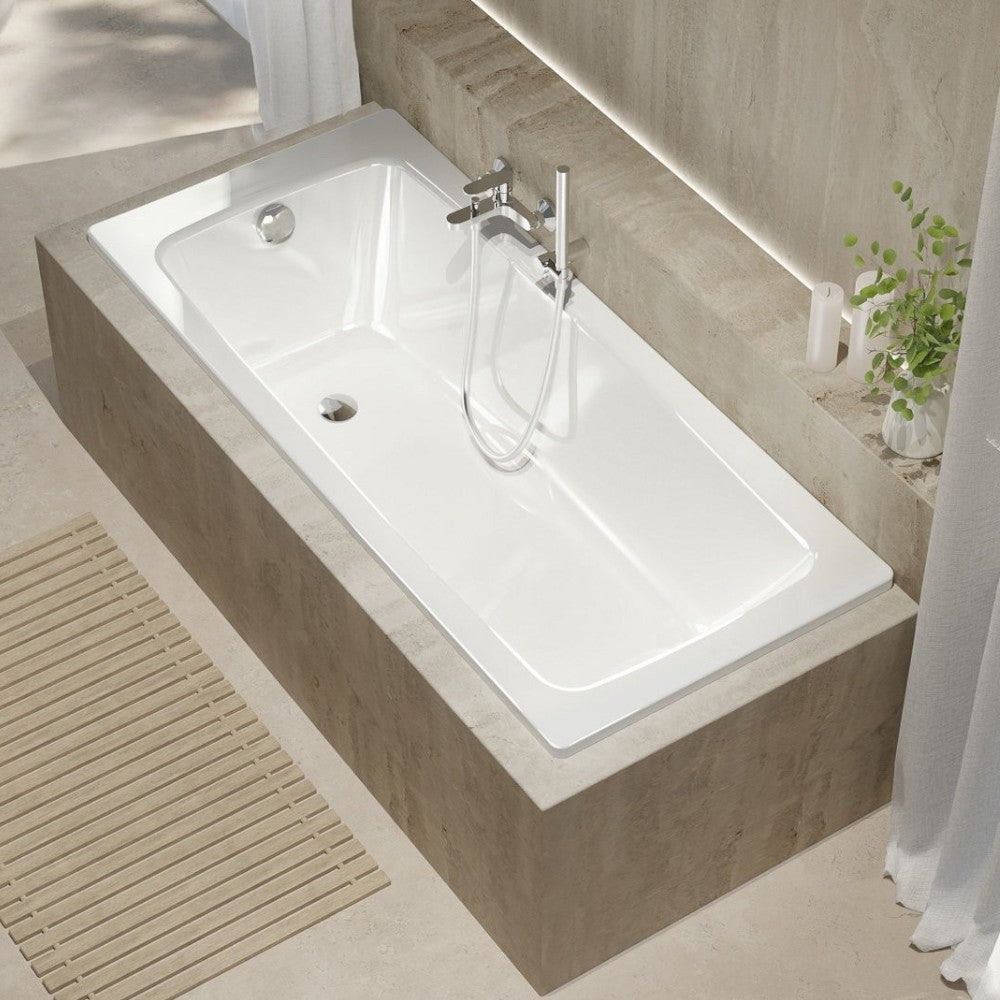 Vasca da bagno rettangolare da incasso solo guscio in acrilico bianco 120x70 Cm