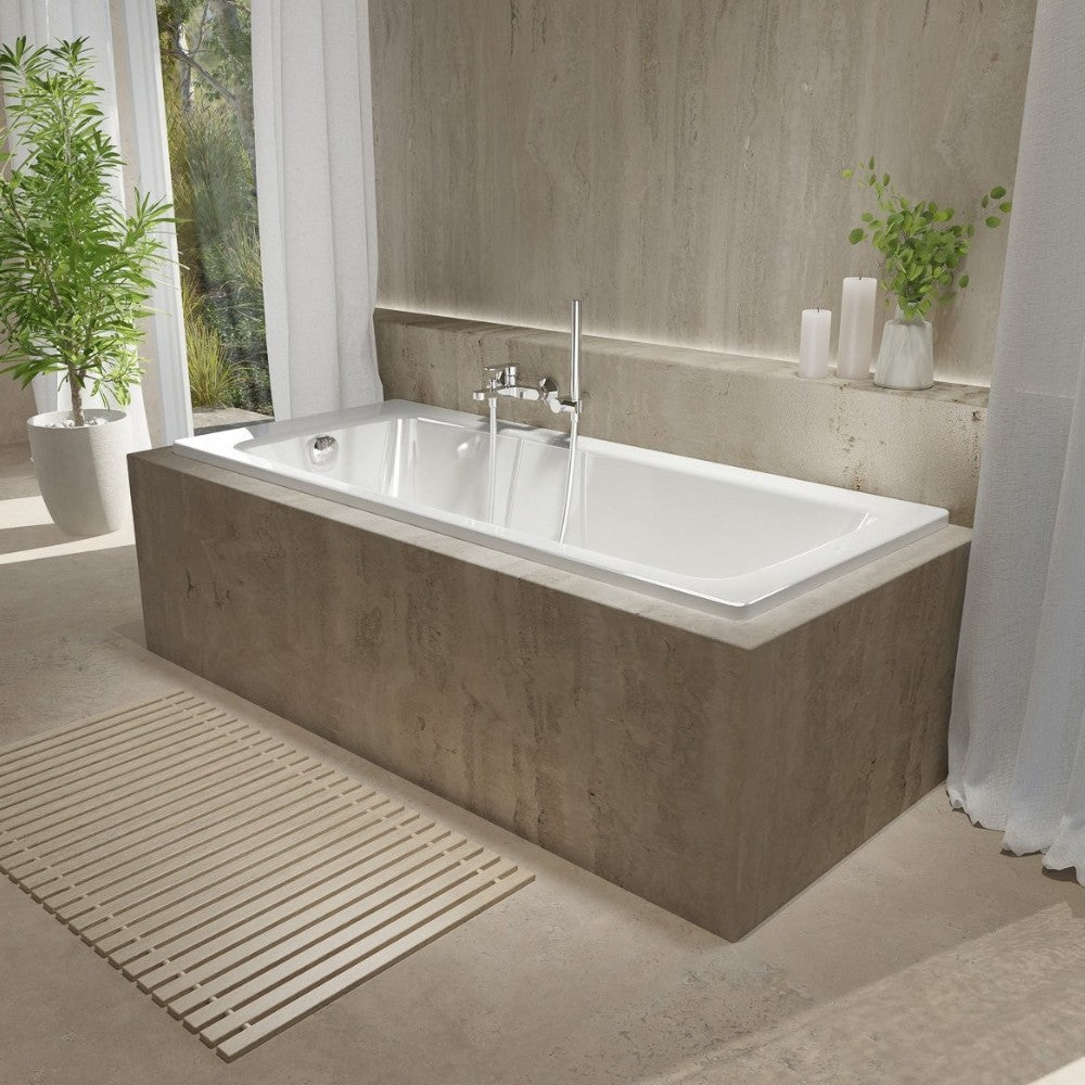 Vasca da bagno rettangolare da incasso solo guscio in acrilico bianco 120x70 Cm