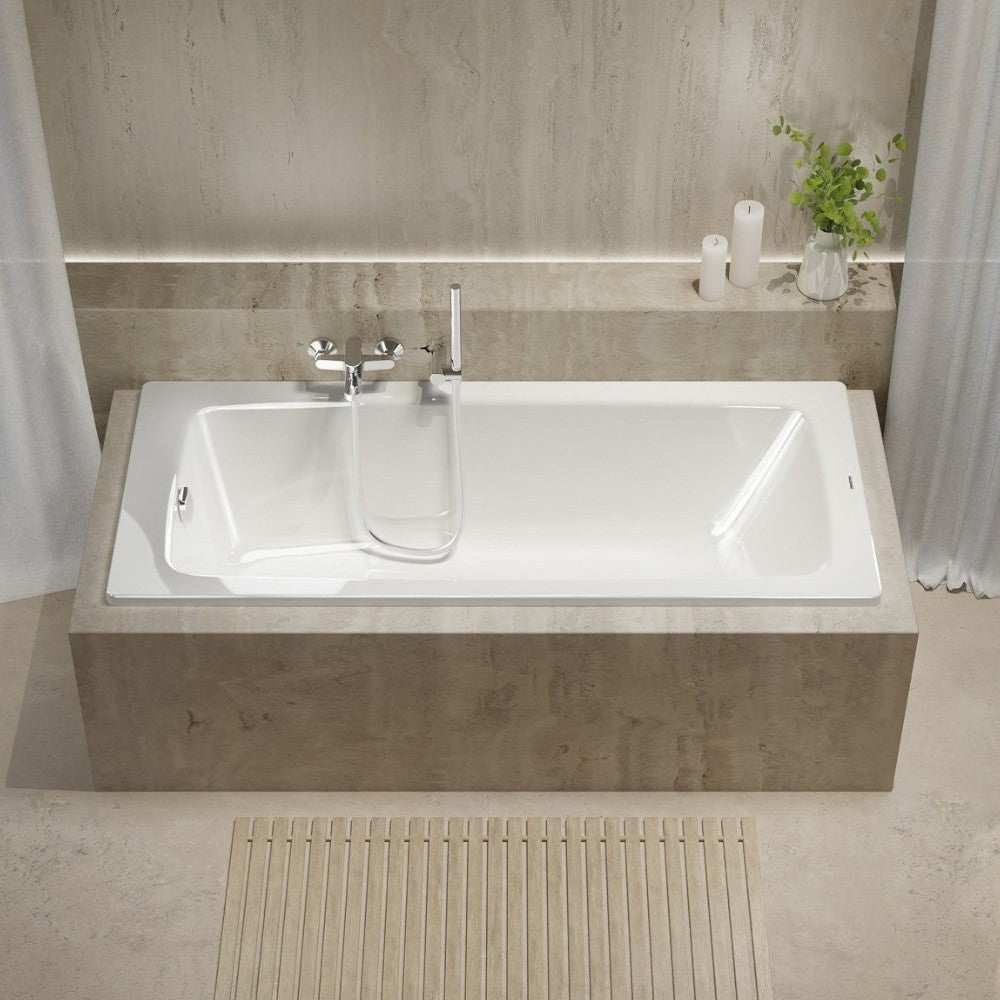 Vasca da bagno rettangolare da incasso solo guscio in acrilico bianco 120x70 Cm
