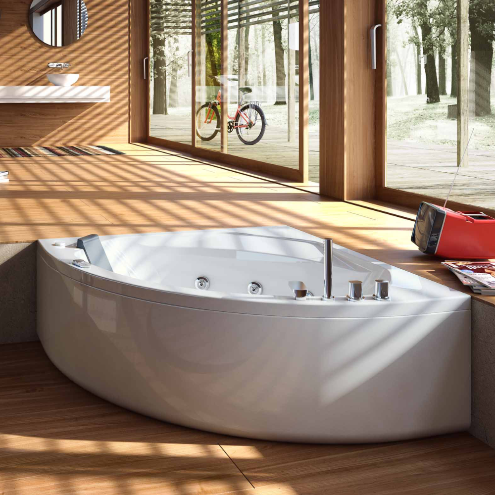 Vasca da bagno Idromassaggio angolare con telaio e pannelli 140x140 cm