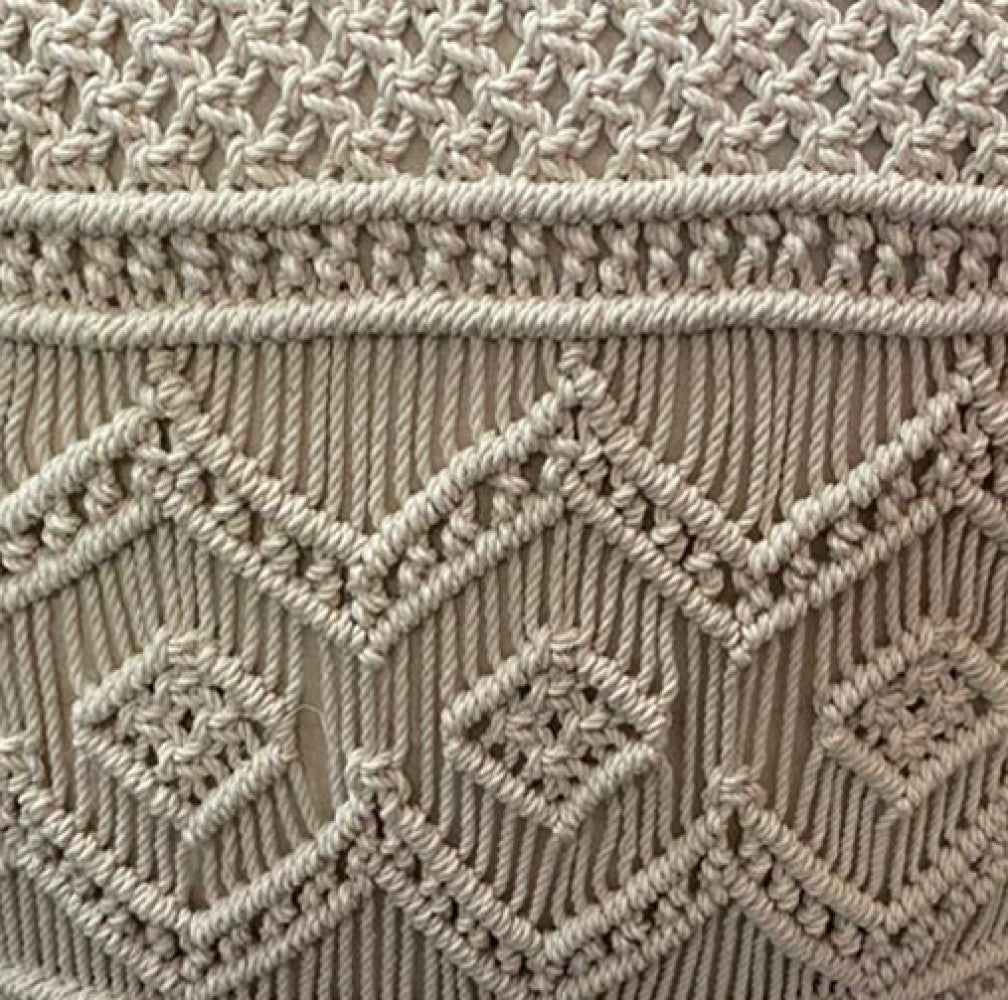 Pouf quadrato fisso in cotone bianco 45x45x45 cm con design cuciti