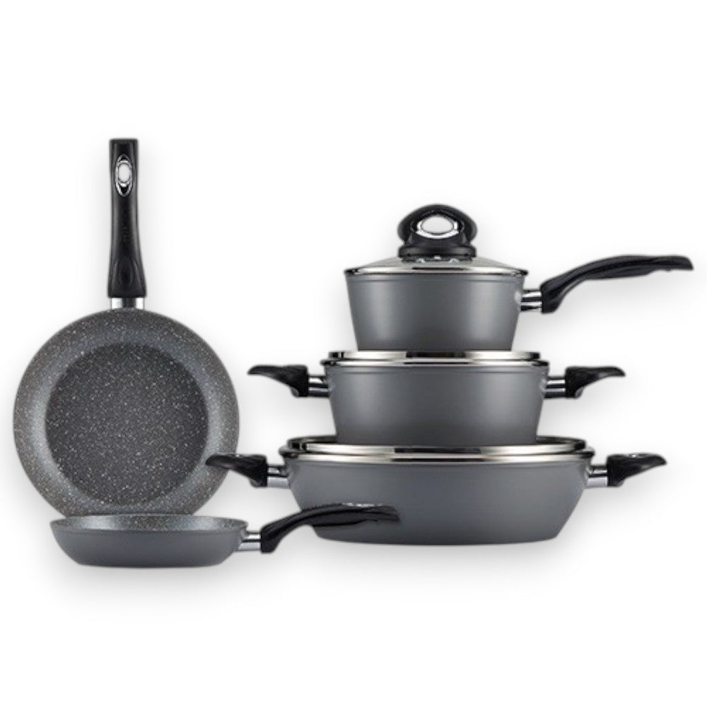 Batteria set 8 pezzi pentole e padelle antiaderenti in alluminio coniato Brooklyn Taste