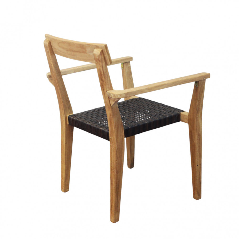 Poltrona impilabile in legno teak e wicher 65x52xH80 cm da esterno Delhi