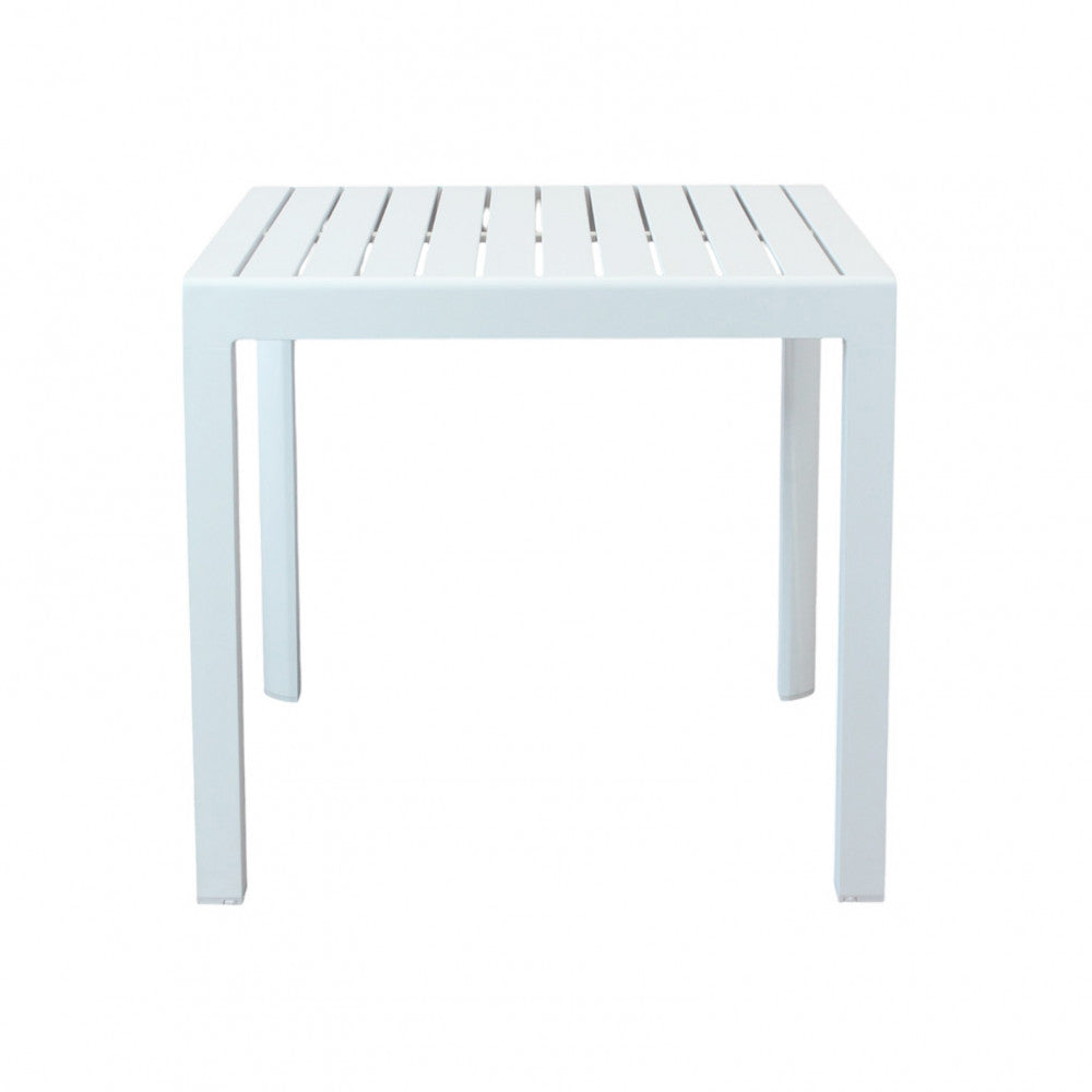 Tavolo quadrato 80x80 cm in alluminio con piano a doghe e piedi regolabili Alley