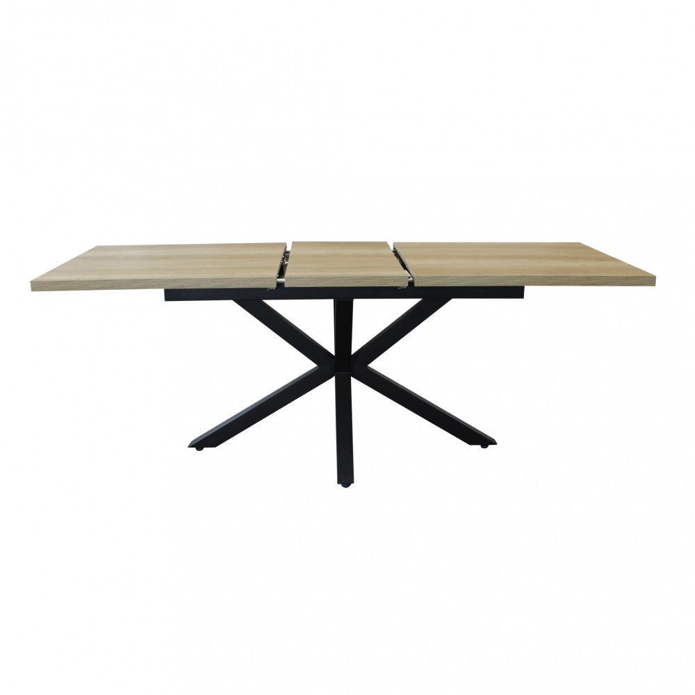 Tavolo allungabile con piano in mdf naturale e struttura in metallo nera 90x160/200xH75 cm Gariè