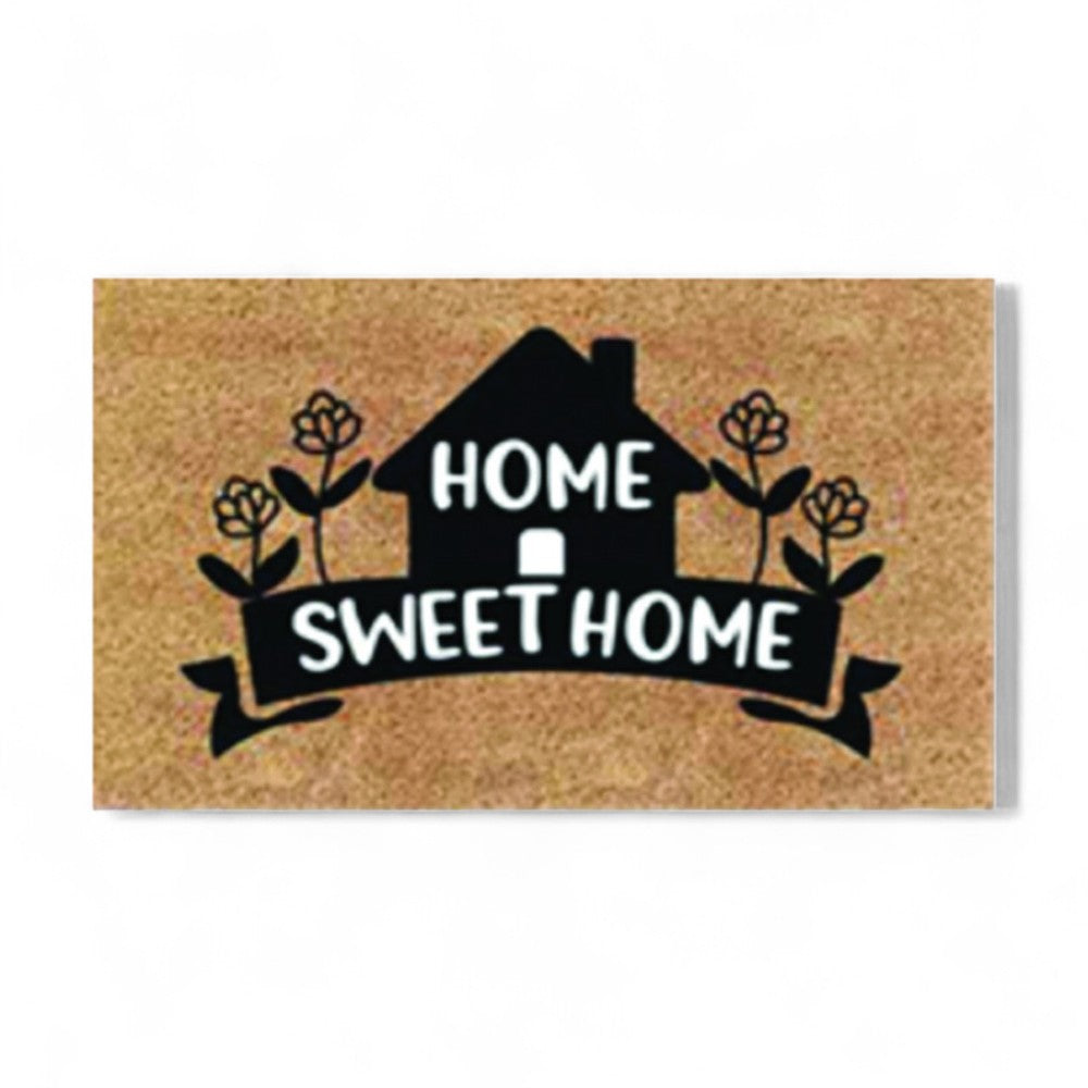 Paillasson en noix de coco "Home Sweet Home" avec maison épaisseur 15mm - cm.40x70