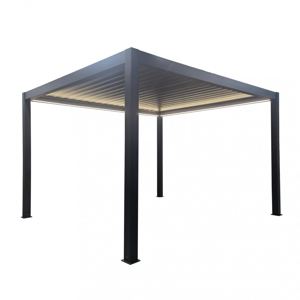 Pergola bioclimatique motorisée automatique 4x4 m avec lumières LED Pacific