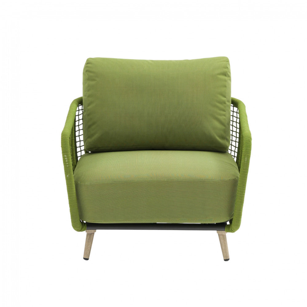 Salotto da giardino struttura in alluminio e rivestimento in corda pvc con cuscini inclusi Nova