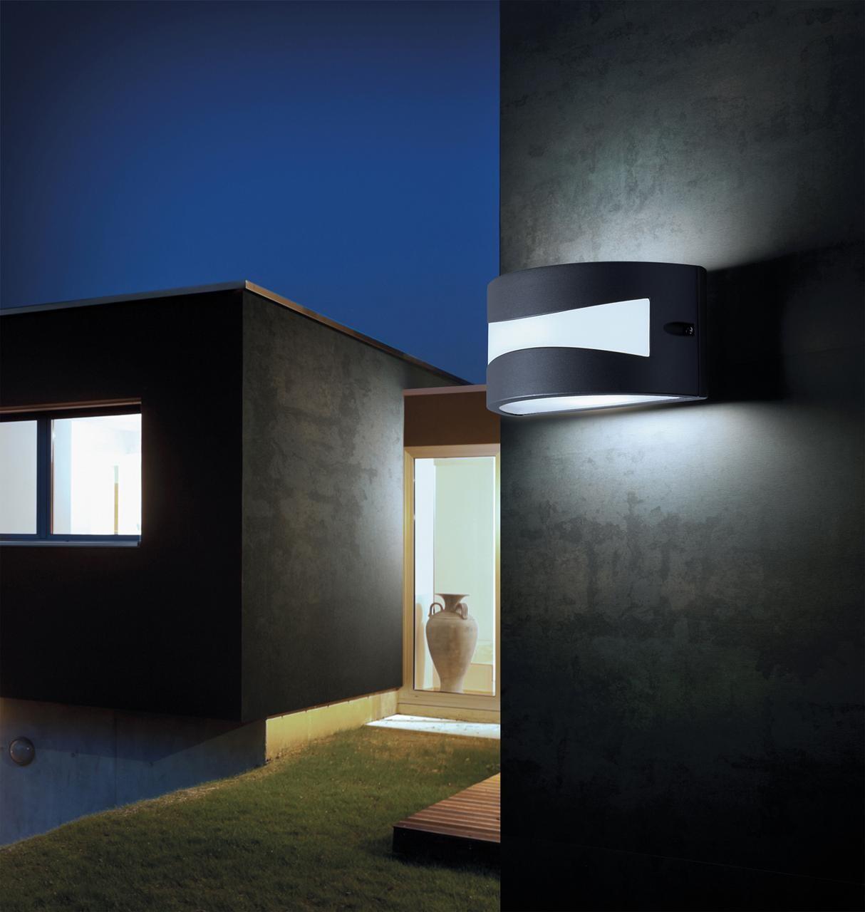 Plafoniera Applique nera da esterno in alluminio Medusa mezzaluna 25x13xH12 cm