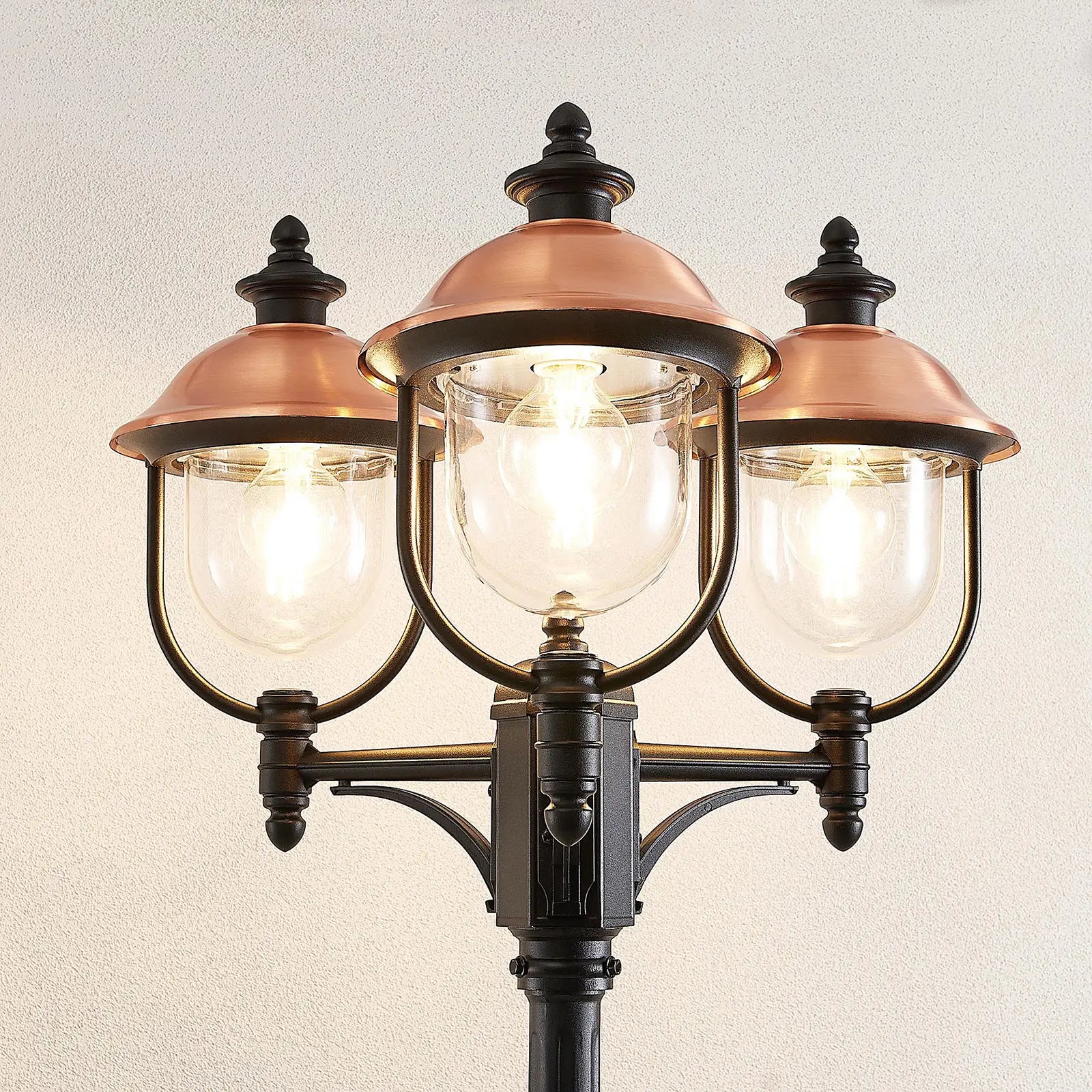 Lampione 3 luci in alluminio palo telescopico illuminazione esterno Apollo