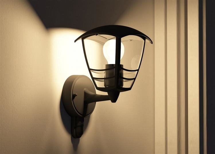 Lanterna Era LED in polipropilene a muro per esterno con braccio inferiore Nero 17x19xH23 cm