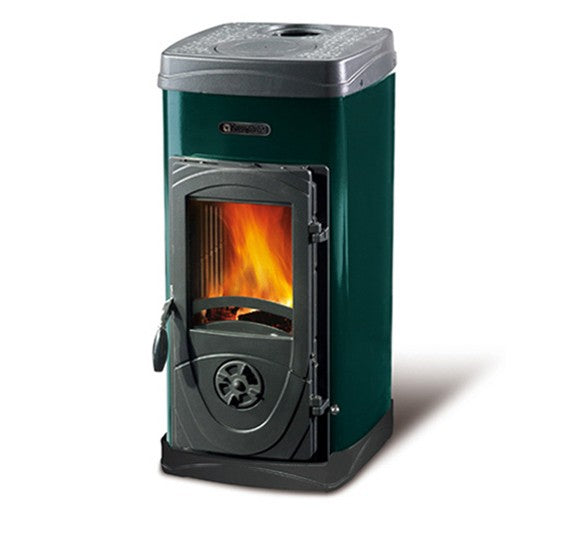 Stufa a legna bruciatutto 5kW potenza color verde Super Junior Nordica