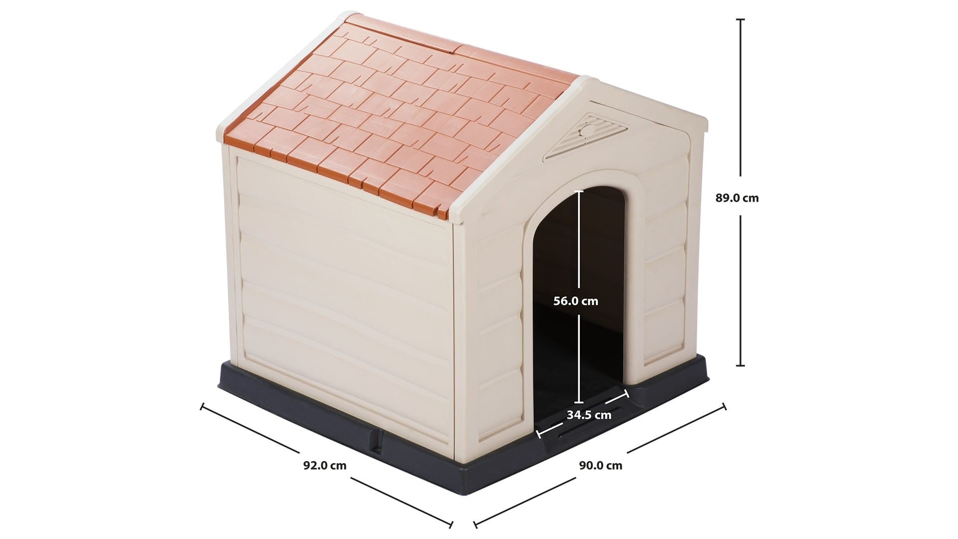 Cuccia per cani in resina Taglia Grande beige con tetto rosso Happy House Doggy Large