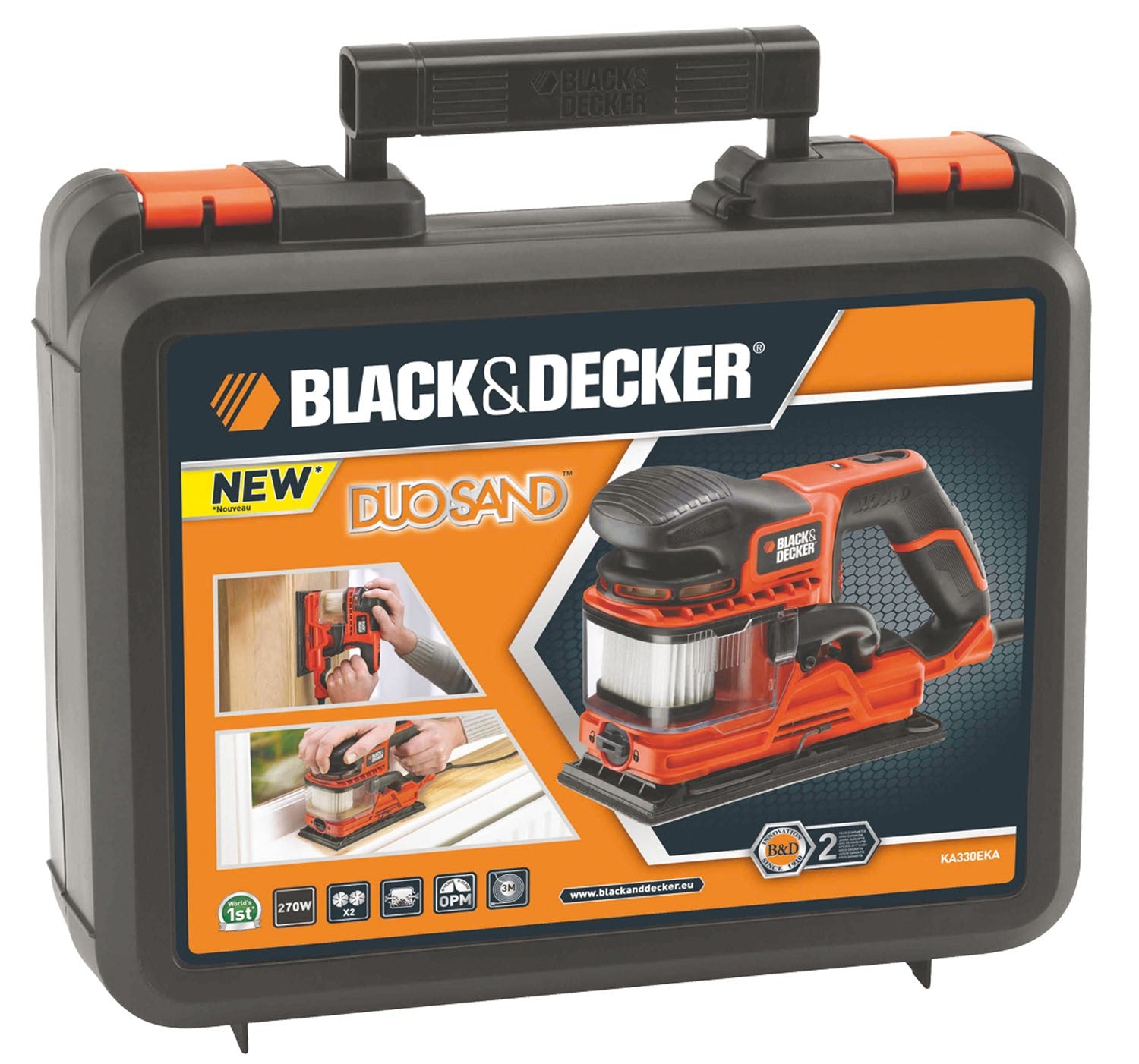 Levigatrice Orbitale DUOSAND 270W in valigetta con accessori BLACK+DECKER KA330EKA