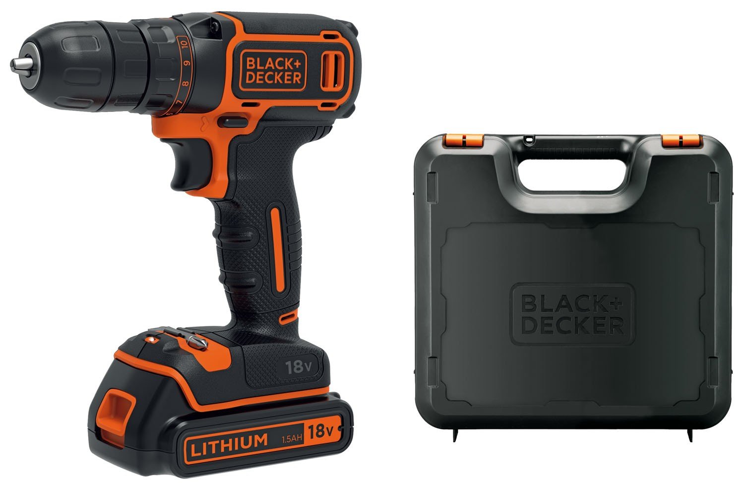 Trapano Avvitatore 18V in valigetta con doppia batteria BLACK+DECKER BDCDC18KB