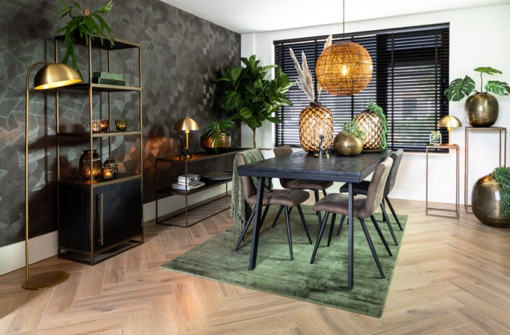 Sedia da interno sala da pranzo con struttura in metallo e seduta larga rivestita in ecopelle Ginter