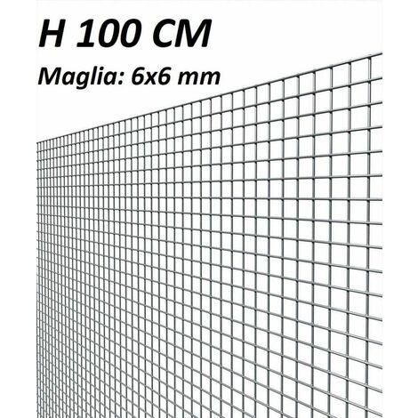 Rete elettrosaldata per recinzione con triplice strato di zinco nella saldatura maglia 6x6 Rotolo 25 mt Alta 100 cm