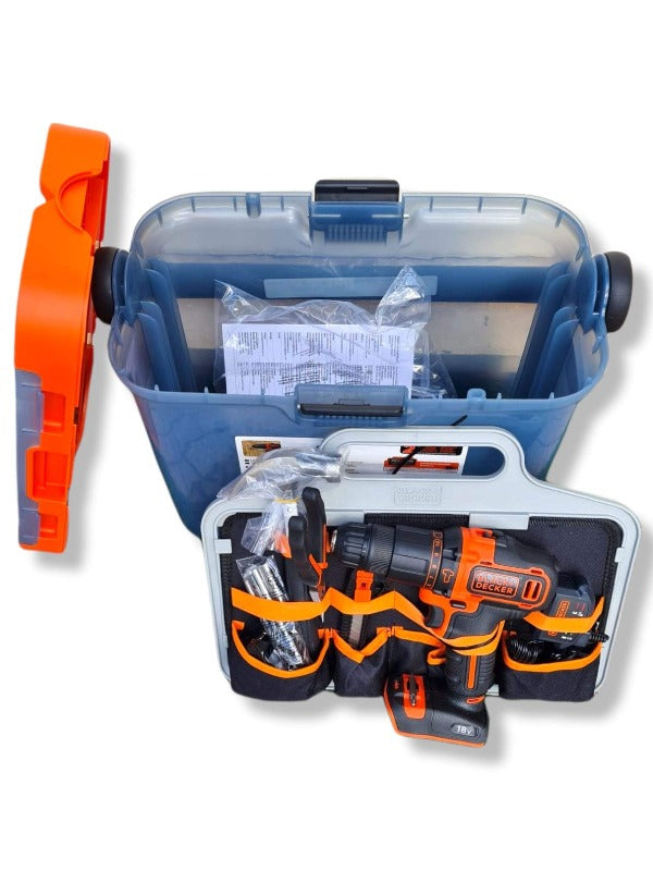Kit Fai Da Te con Trapano 18V Cassetta portautensili Accessori e attrezzi manuali Black+Decker BCKSB 05