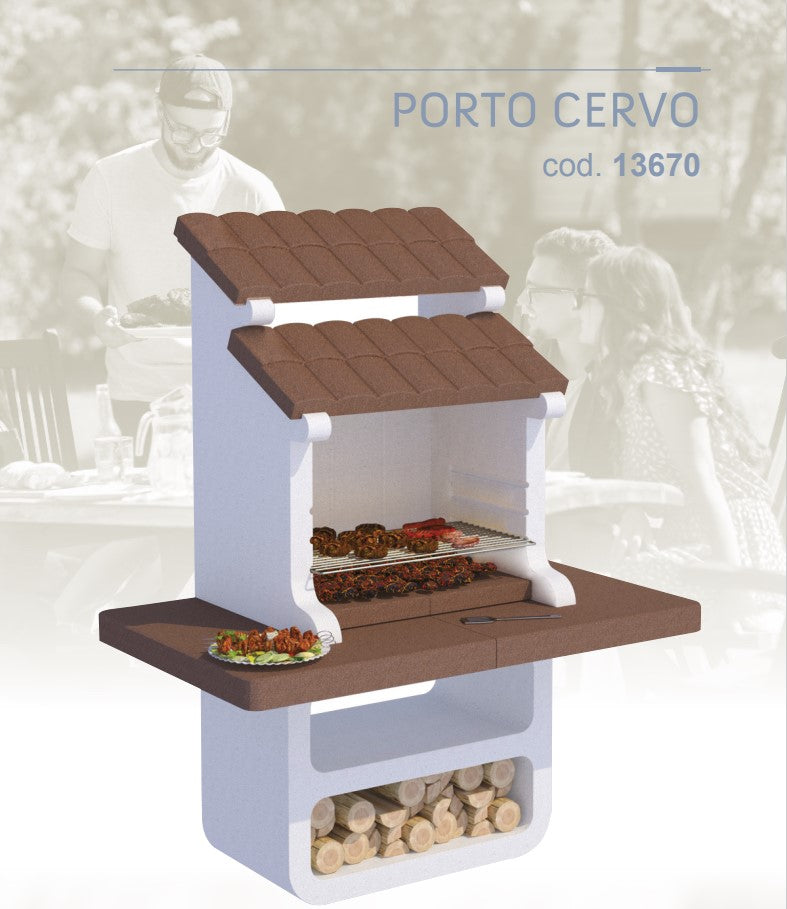 Barbecue prefabbricato in cemento con cappa e griglia Beton Fiamma