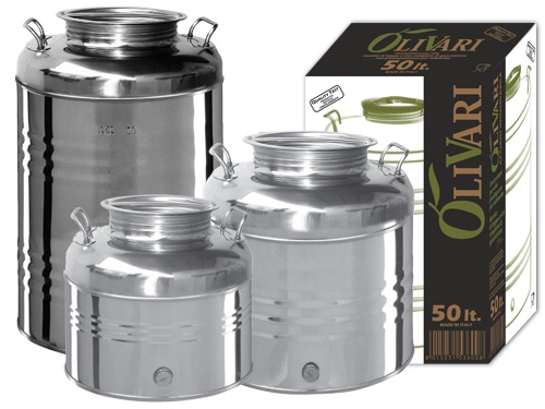 Contenitore fusto bidone acciaio inox 15 litri per olio OliVari