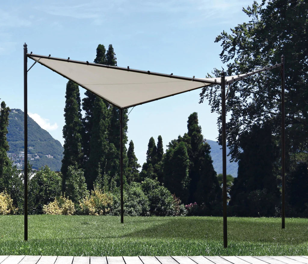 Gazebo 350x350 cm da esterno giardino con struttura in acciaio resistente e copertura irregolare in poliestere Alicante