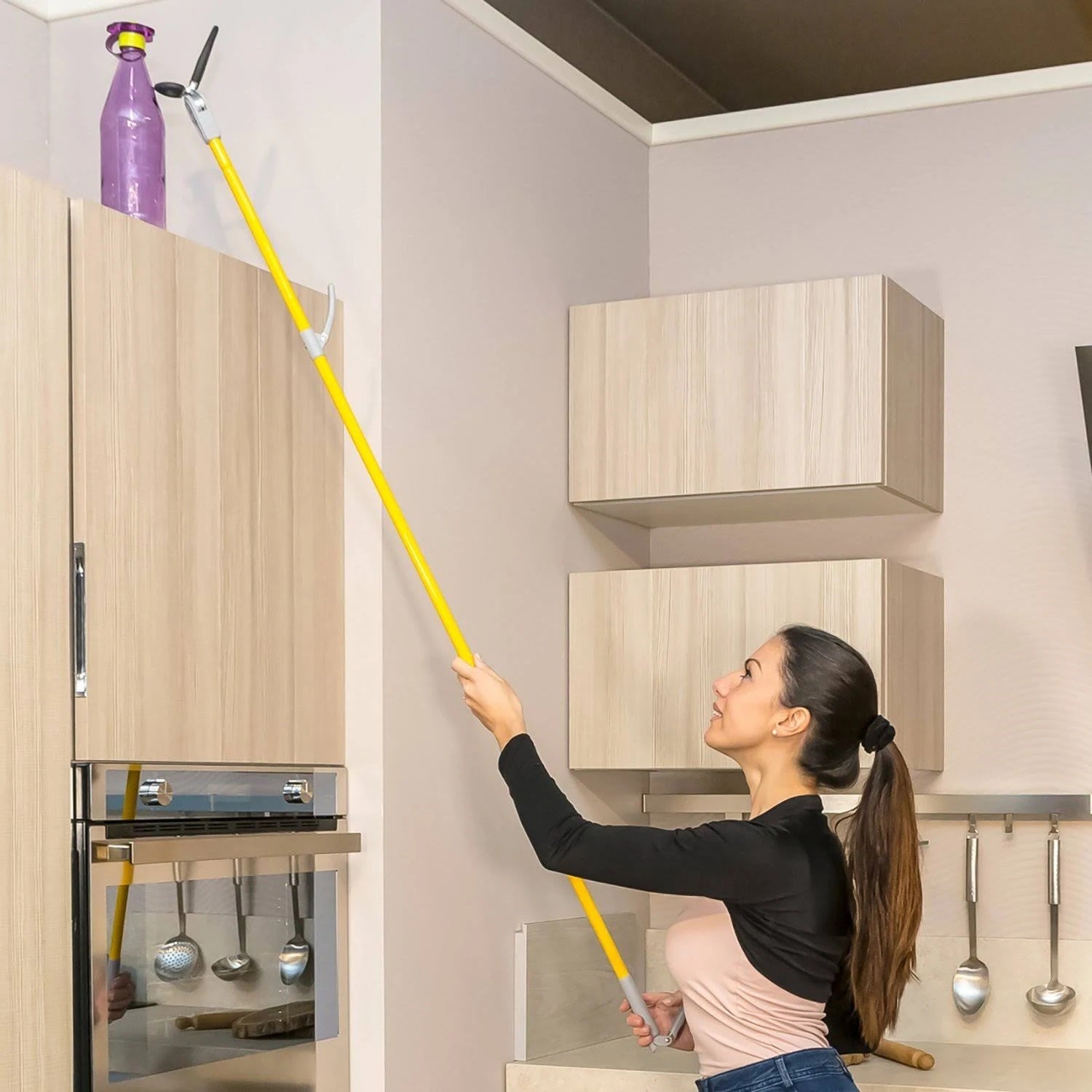 Pinza asta bastone telescopico per scaffali raccogli prendi oggetti 158 cm