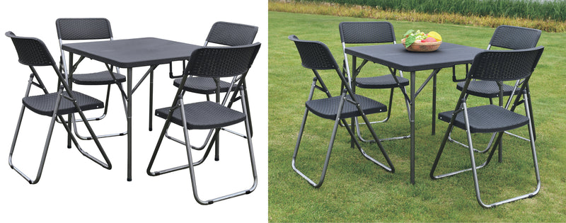 Tavolo pieghevole con sedie incluse set tavolo con 4 sedie antracite Garden Ecco Fatto