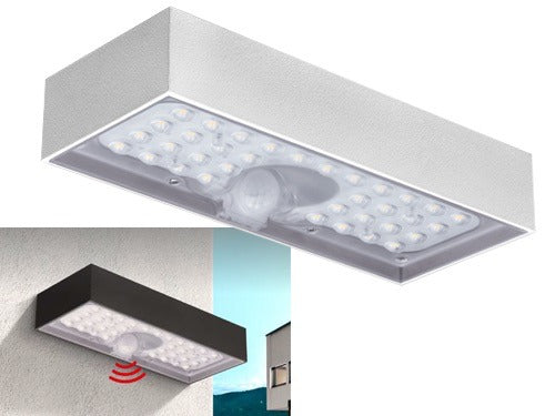 Plafoniera applique lampada led da esterno a muro con pannello solare e sensori di movimento 6 Watt 800 lumen Century Domino