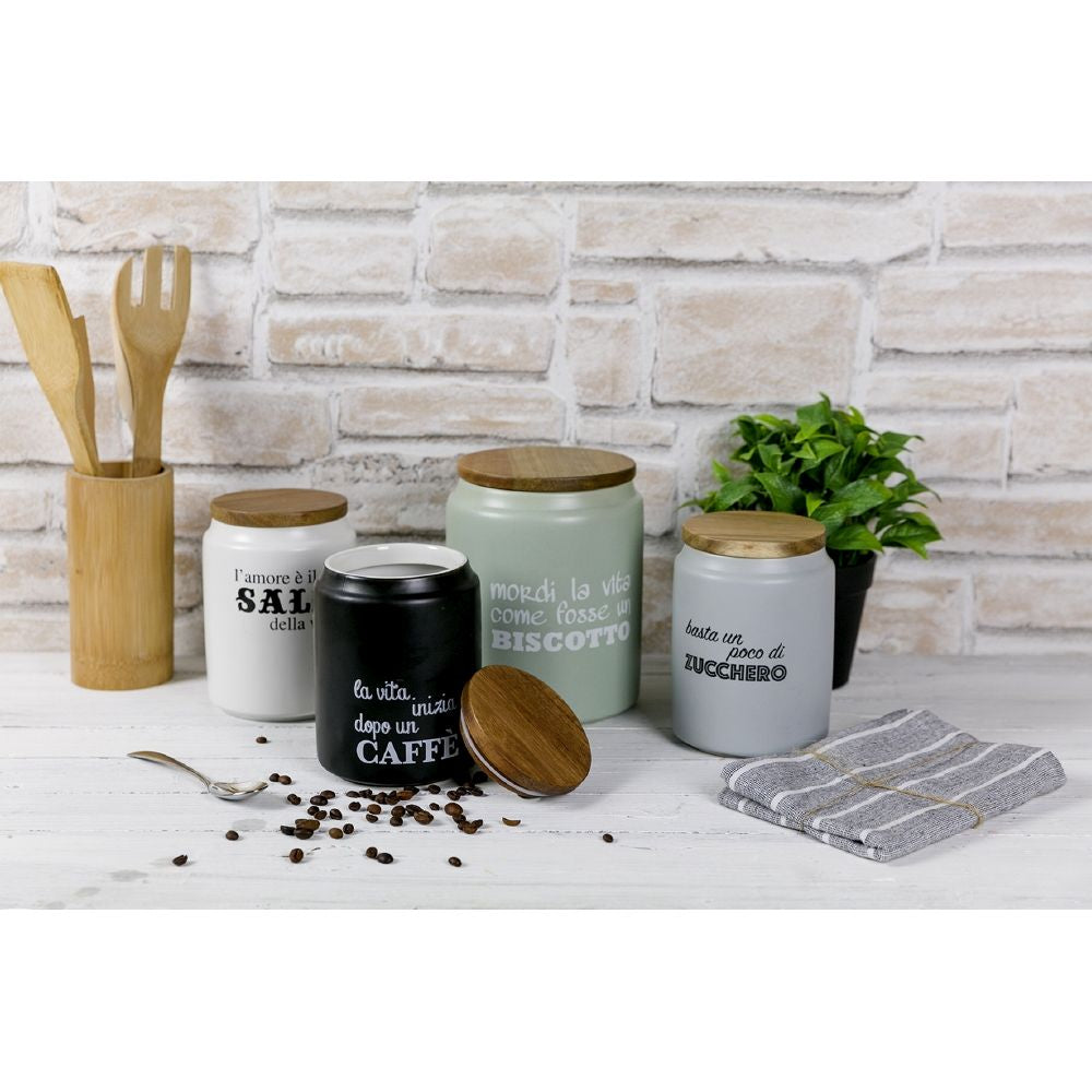 Barattolo caffè 850 ml in gres coperchio in bamboo, Idee