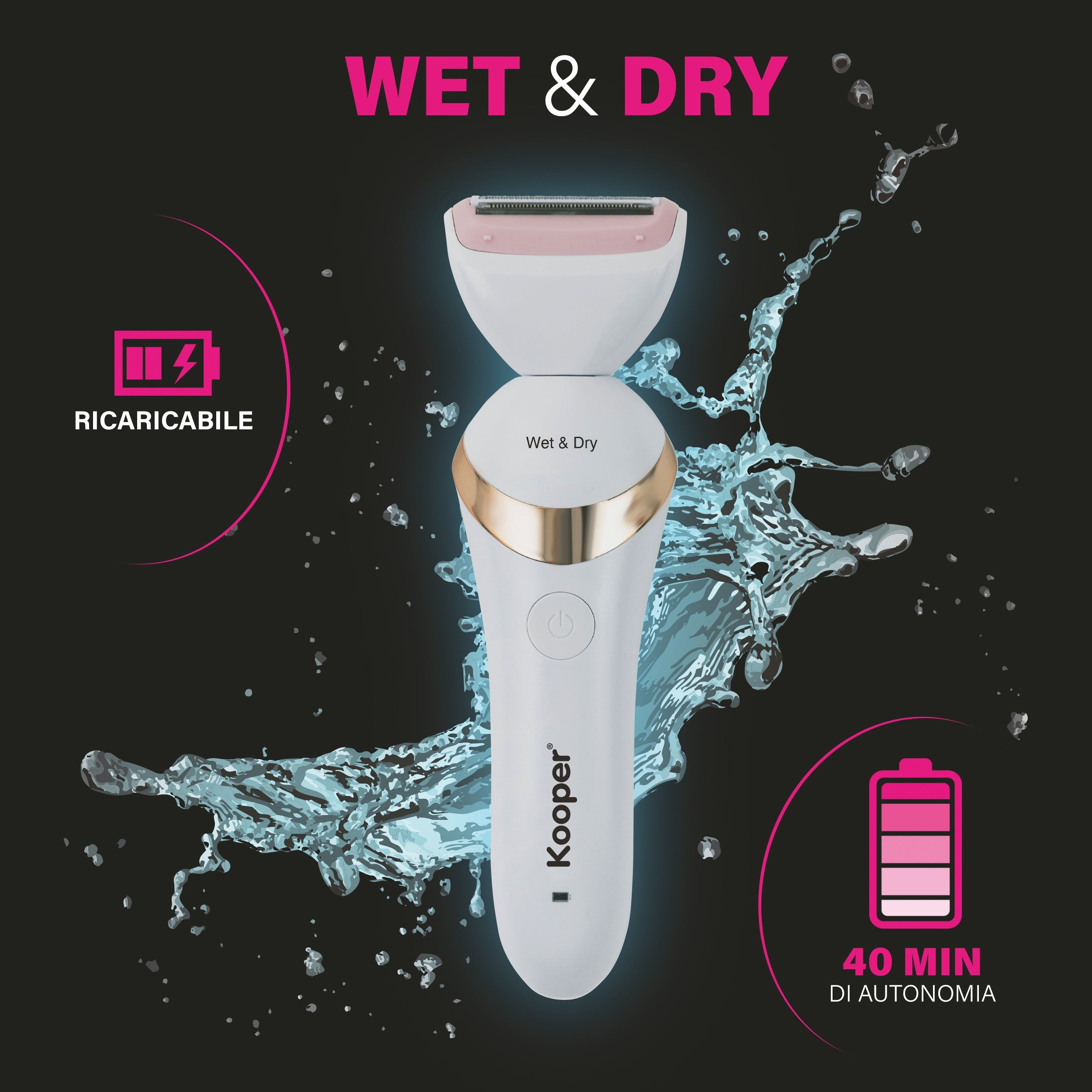 Rasoio 3 in 1 ricaricabile viso e corpo wet&dry