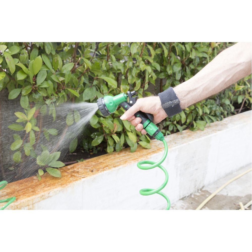 Tubo da giardino multifunzione a spirale estensibile fino a 12 m con pistola multigetto regolabile Power