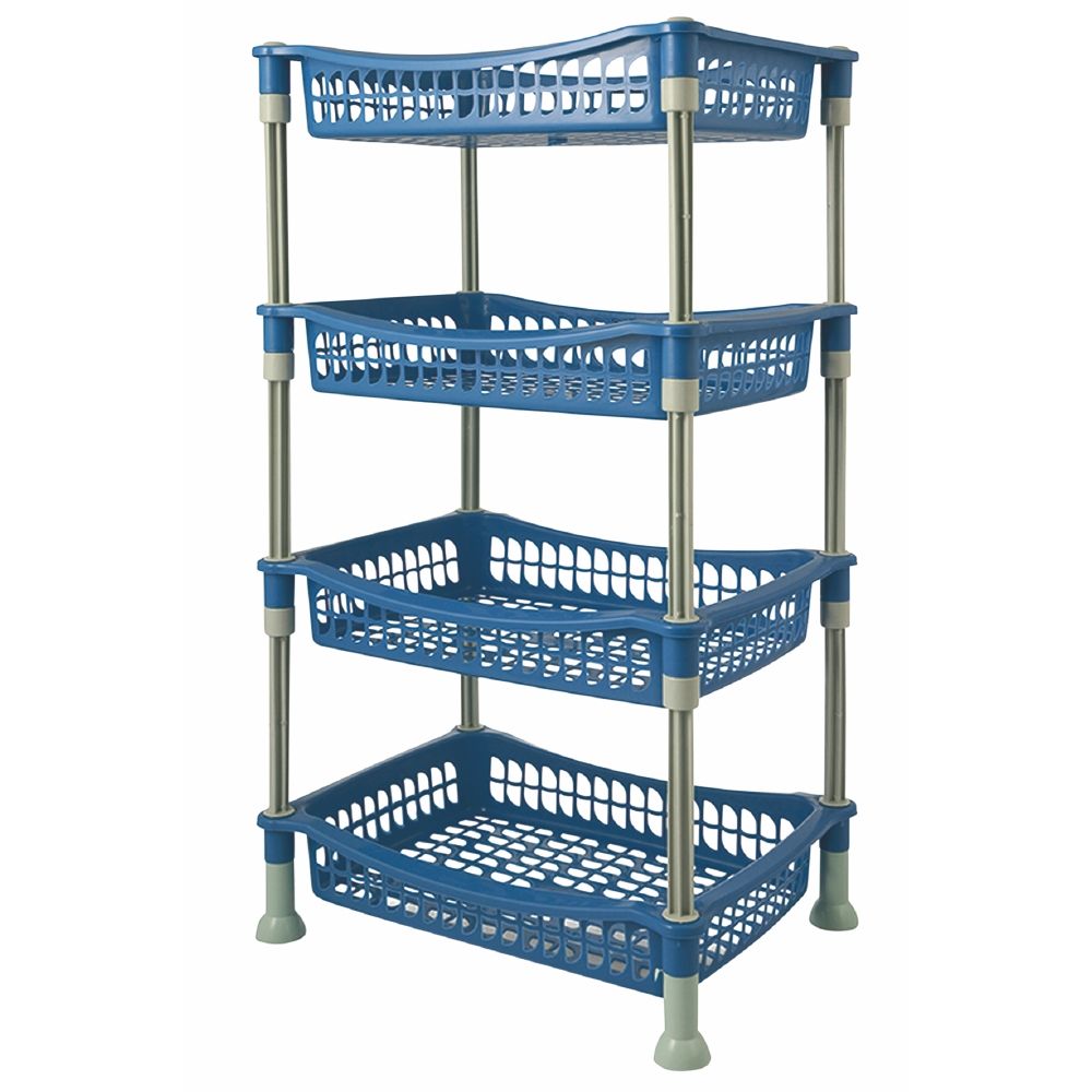 Carrello scaffaletto portafrutta blu da cucina a 4 ripiani 40x30x77 cm Carry