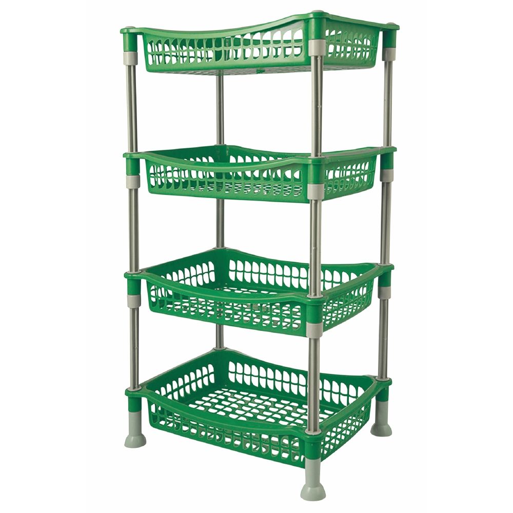 Carrello scaffaletto portafrutta verde da cucina a 4 ripiani 40x30x77 cm Carry