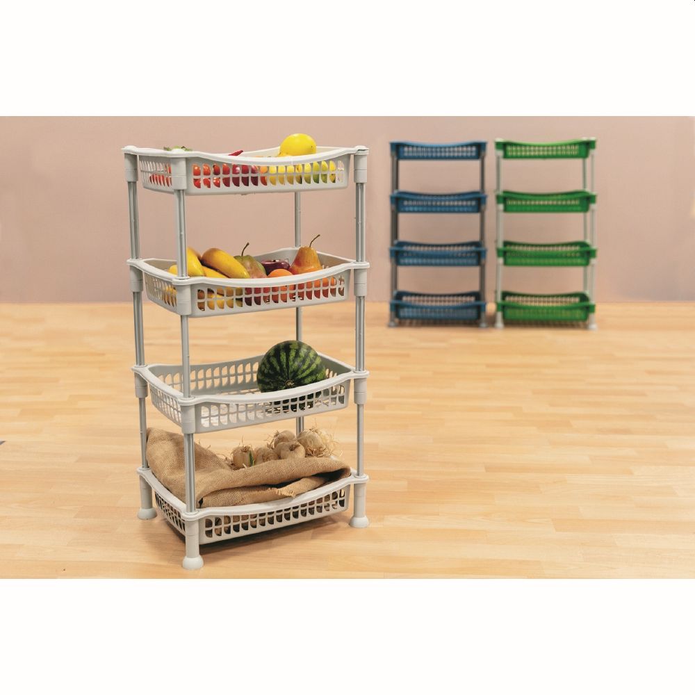 Carrello scaffaletto portafrutta verde da cucina a 4 ripiani 40x30x77 cm Carry