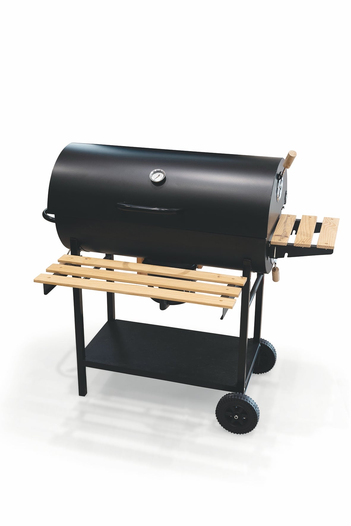 BBQ Barbecue rettangolare con ruote e coperchio  2 ripiani in le