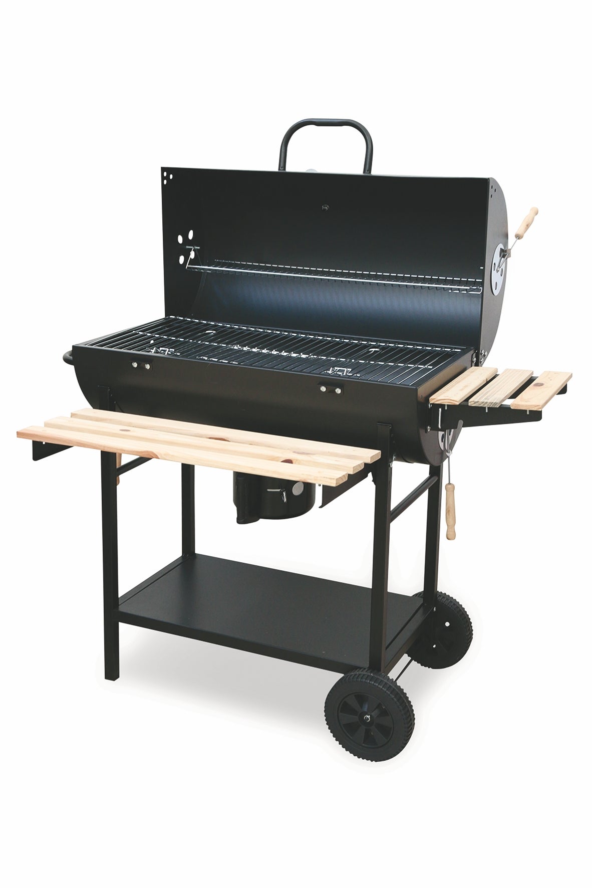 BBQ Barbecue rettangolare con ruote e coperchio  2 ripiani in le