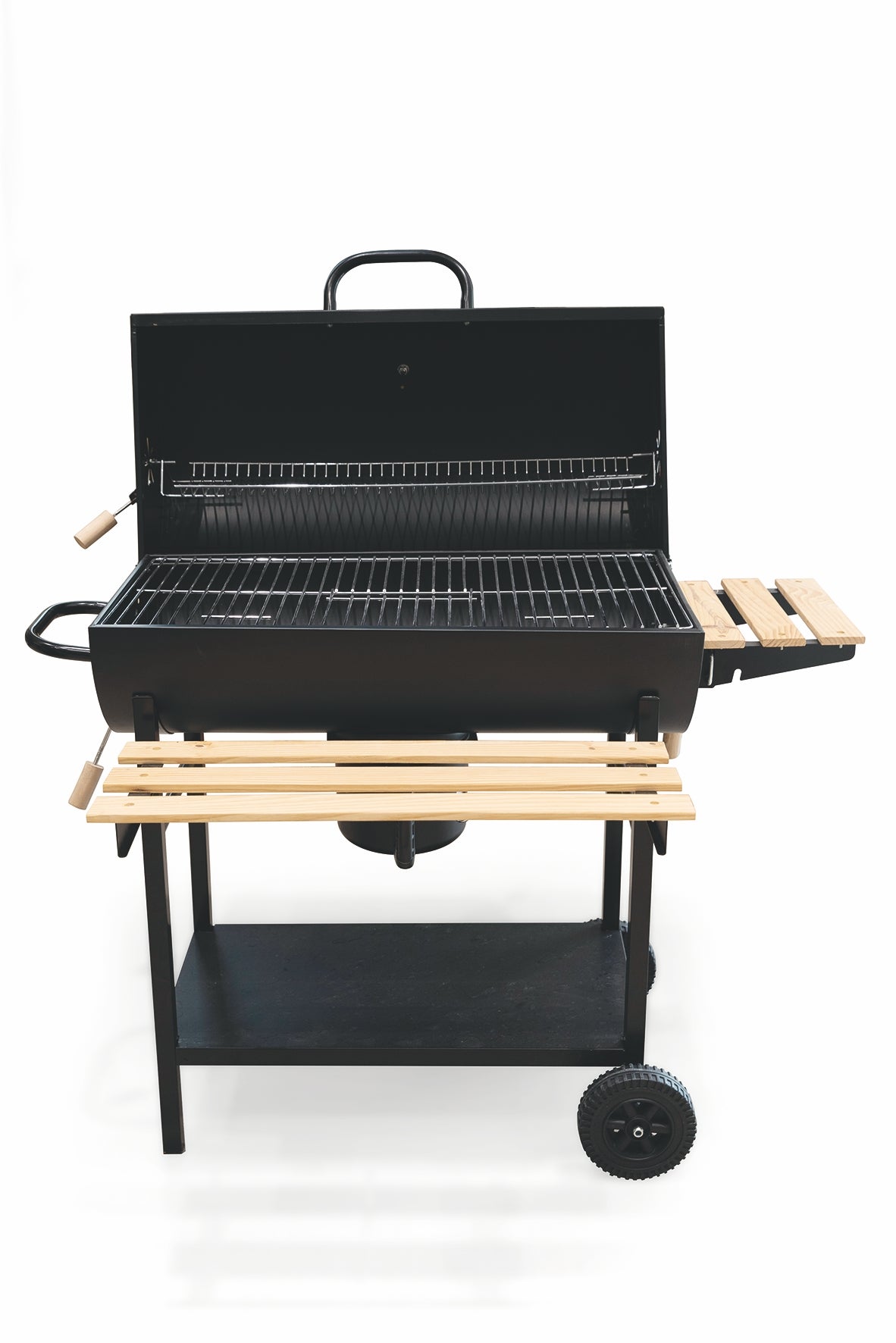 BBQ Barbecue rettangolare con ruote e coperchio  2 ripiani in le