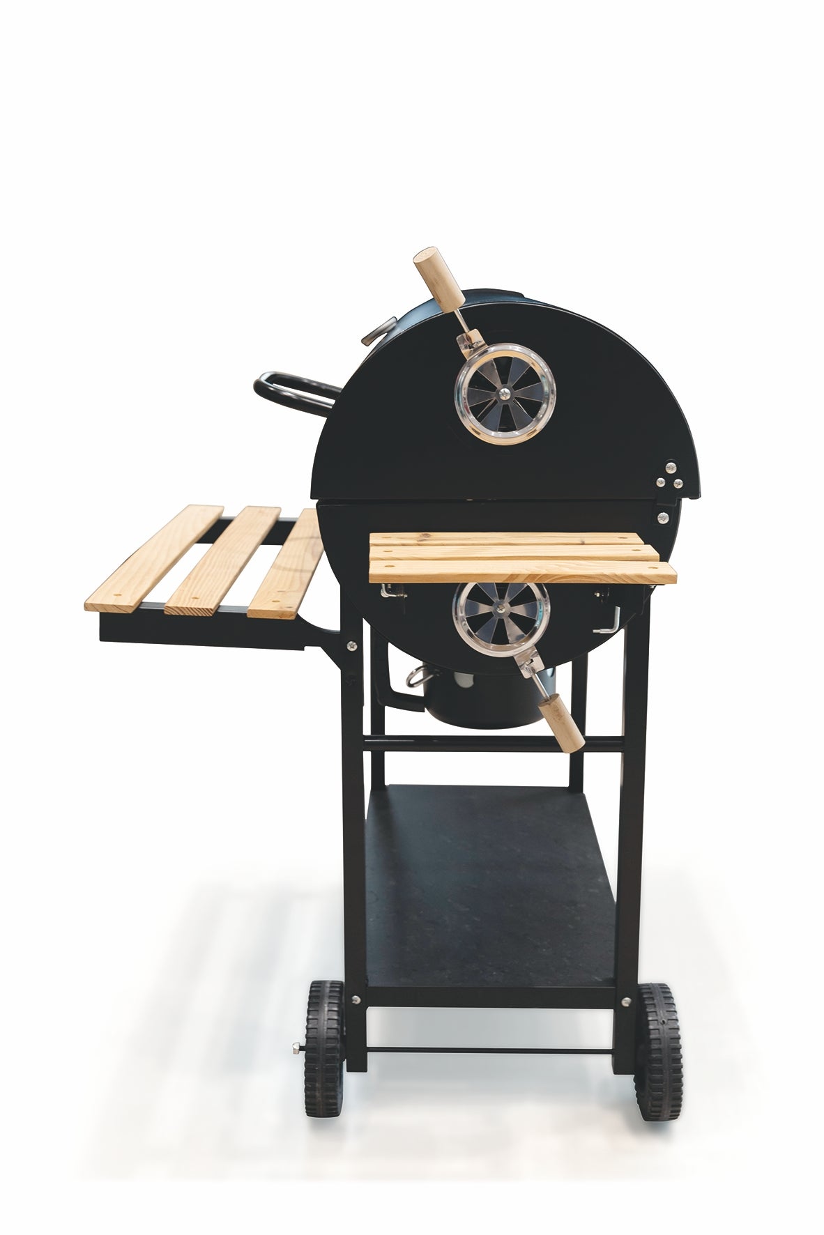 BBQ Barbecue rettangolare con ruote e coperchio  2 ripiani in le