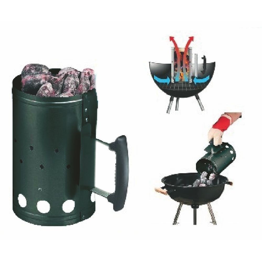 Accendi carbonella starter per barbecue chimney in metallo zincato ultra resistente BestBQ