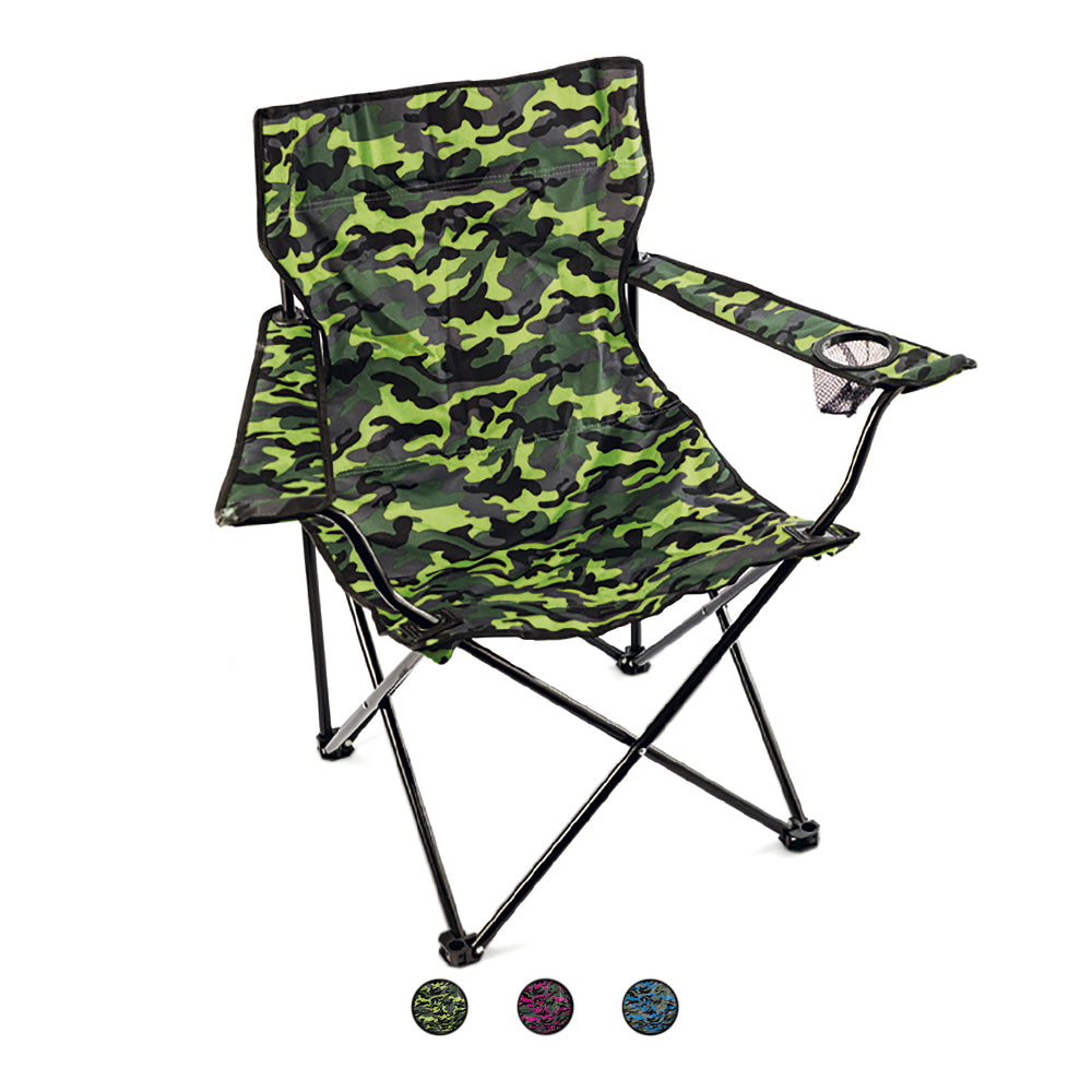 Sedia pieghevole da campeggio con struttura in metallo resistente e seduta il poliestere decorato camouflage mimetico colorato Navy