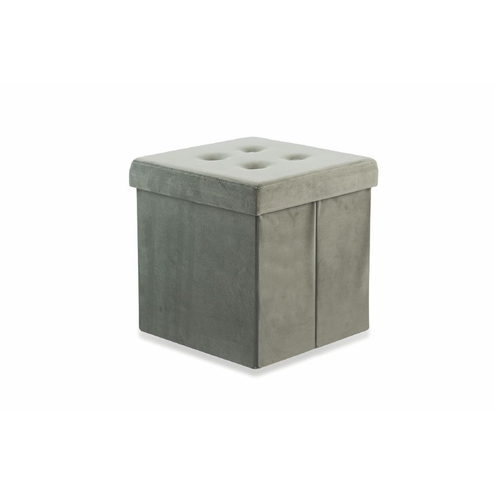 Pouf contenitore multiuso, struttura in mdf, in tessuto effetto velluto 37,5x37,5xh.38 cm