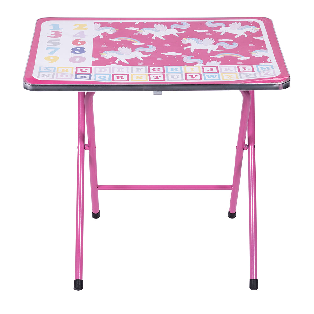 Scrivania set mini tavolo e sedia pieghevoli con struttura in metallo decorato per bambini